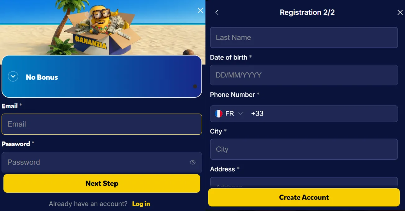 Bananzia Casino Inscrivez-vous